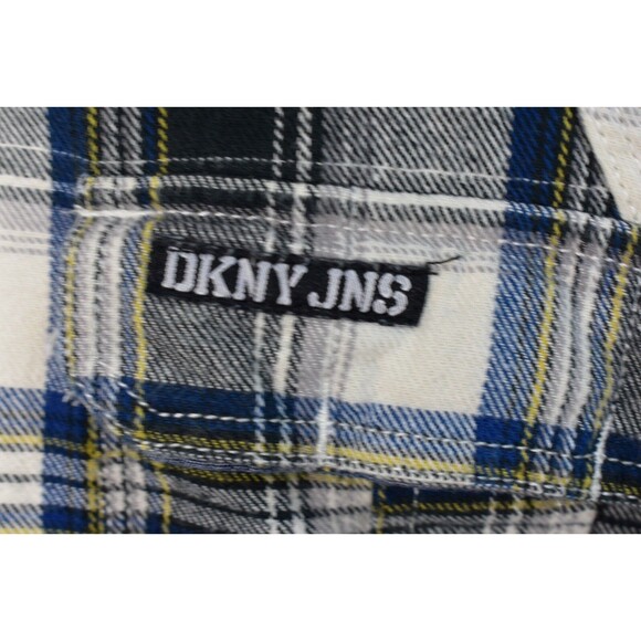 DKNY JEANS Men’s Flannel Button Down Casual Shirt 2XL Roll Up Long Sleeves Gray - Picture 7 of 12